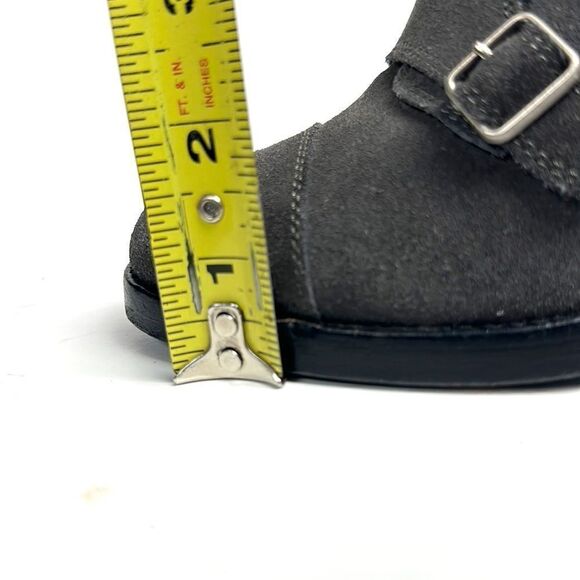 Brooks Brothers Charcoal Gray Suede Monk Strap Heels Booties made in Italy 6,5 - Picture 15 of 15